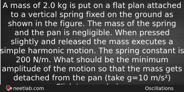 A Mass Of 20 Kg Is Put On A Flat Physics Question 