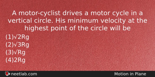 A Motorcyclist Drives A Motor Cycle In A Vertical Circle Physics Question 