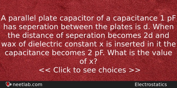 A Parallel Plate Capacitor Of A Capacitance 1 Pf Has Physics Question 