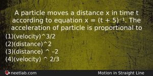 A Particle Moves A Distance X In Time T According Physics Question