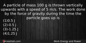 A Particle Of Mass 100 G Is Thrown Vertically Upwards Physics Question