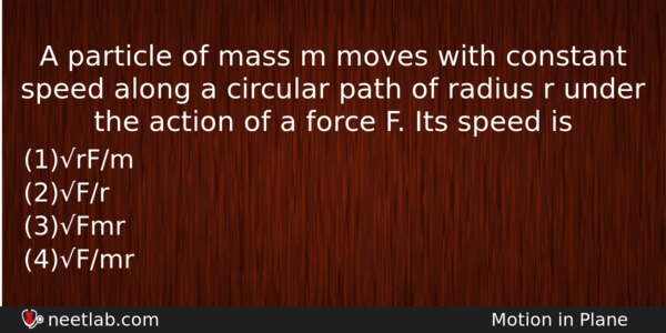 A Particle Of Mass M Moves With Constant Speed Along Physics Question 
