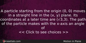 A Particle Starting From The Origin 0 0 Moves In Physics Question