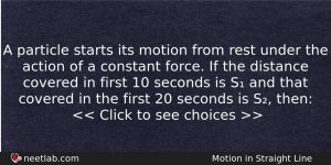 A Particle Starts Its Motion From Rest Under The Action Physics Question