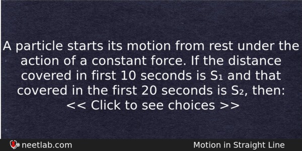 A Particle Starts Its Motion From Rest Under The Action Physics Question 