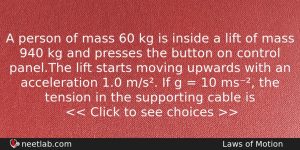 A Person Of Mass 60 Kg Is Inside A Lift Physics Question