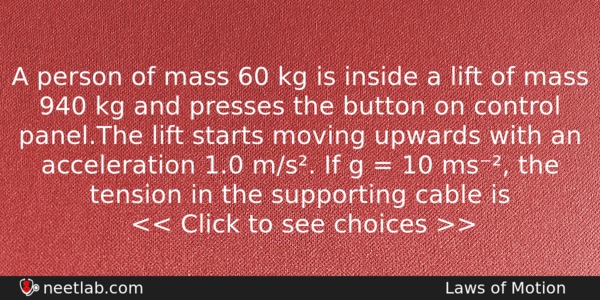 A Person Of Mass 60 Kg Is Inside A Lift Physics Question 