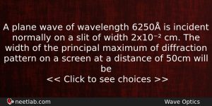A Plane Wave Of Wavelength 6250 Is Incident Normally On Physics Question