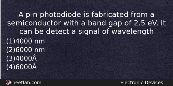 A Pn Photodiode Is Fabricated From A Semiconductor With A Physics Question 
