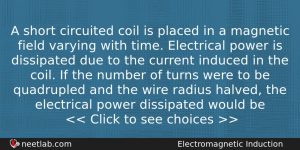 A Short Circuited Coil Is Placed In A Magnetic Field Physics Question
