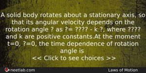 A Solid Body Rotates About A Stationary Axis So That Physics Question