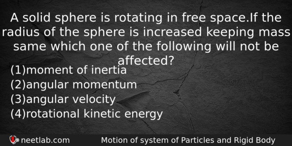 A Solid Sphere Is Rotating In Free Spaceif The Radius Physics Question 