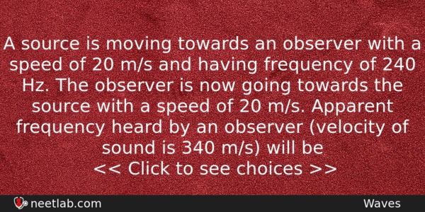 A Source Is Moving Towards An Observer With A Speed Physics Question 