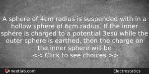A Sphere Of 4cm Radius Is Suspended With In A Physics Question