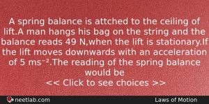 A Spring Balance Is Attched To The Ceiling Of Lifta Physics Question