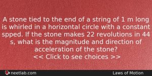 A Stone Tied To The End Of A String Of Physics Question