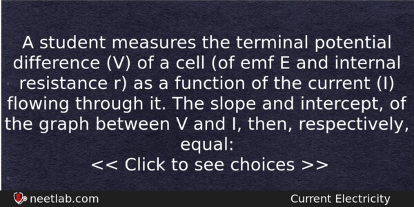A Student Measures The Terminal Potential Difference V Of A Physics Question 