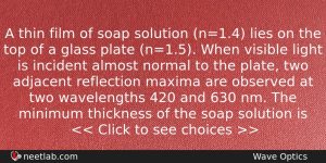 A Thin Film Of Soap Solution N14 Lies On The Physics Question