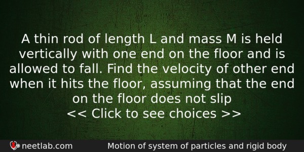 A Thin Rod Of Length L And Mass M Is Physics Question 