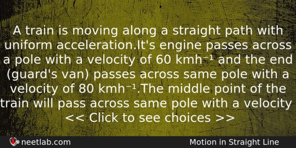 A Train Is Moving Along A Straight Path With Uniform Physics Question 