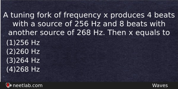 A Tuning Fork Of Frequency X Produces 4 Beats With Physics Question 