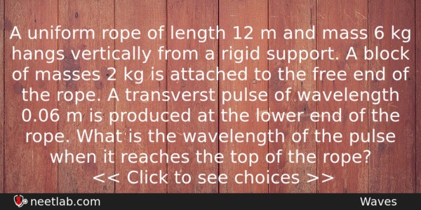 A Uniform Rope Of Length 12 M And Mass 6 Physics Question 