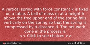 A Vertical Spring With Force Constant K Is Fixed On Physics Question