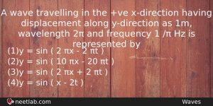 A Wave Travelling In The Ve Xdirection Having Displacement Along Physics Question