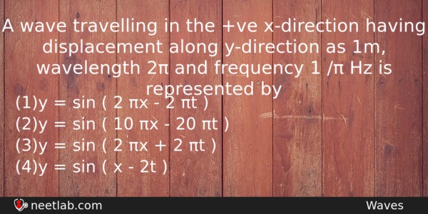 A Wave Travelling In The Ve Xdirection Having Displacement Along Physics Question 