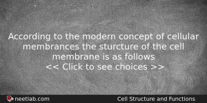 According To The Modern Concept Of Cellular Membrances The Sturcture Biology Question