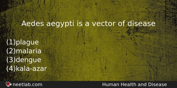 Aedes Aegypti Is A Vector Of Disease Biology Question 