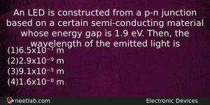 An Led Is Constructed From A Pn Junction Based On Physics Question