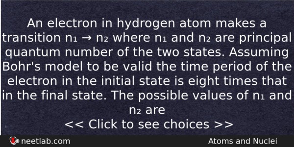 An Electron In Hydrogen Atom Makes A Transition N Physics Question 