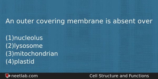 An Outer Covering Membrane Is Absent Over Biology Question 