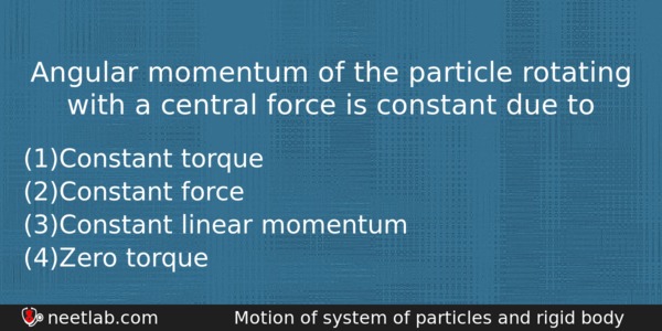 Angular Momentum Of The Particle Rotating With A Central Force Physics Question 