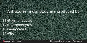 Antibodies In Our Body Are Produced By Biology Question