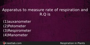 Apparatus To Measure Rate Of Respiration And Rq Is Biology Question