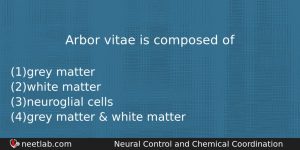 Arbor Vitae Is Composed Of Biology Question