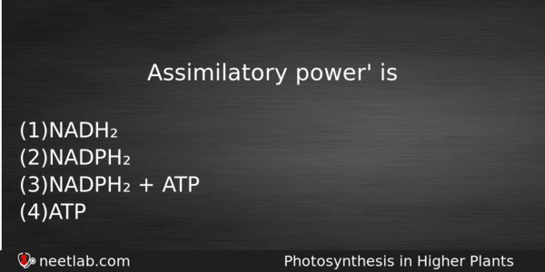 Assimilatory Power Is Biology Question 