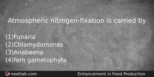 Atmospheric Nitrogenfixation Is Carried By Biology Question 