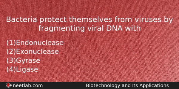 Bacteria Protect Themselves From Viruses By Fragmenting Viral Dna With Biology Question 
