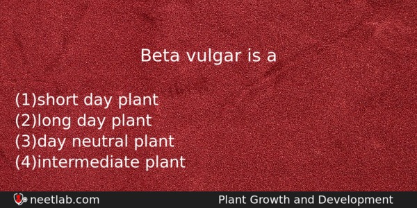 Beta Vulgar Is A Biology Question 