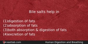 Bile Salts Help In Biology Question