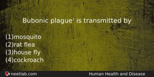 Bubonic Plague Is Transmitted By Biology Question