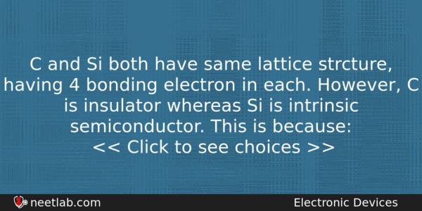 C And Si Both Have Same Lattice Strcture Having 4 Physics Question 
