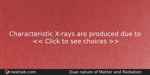 Characteristic Xrays Are Produced Due To Physics Question