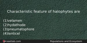Characteristic Feature Of Halophytes Are Biology Question