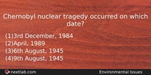 Chernobyl Nuclear Tragedy Occurred On Which Date Biology Question