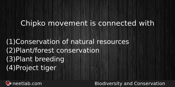 Chipko Movement Is Connected With Biology Question 