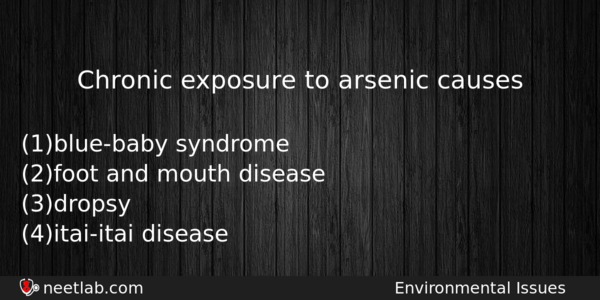 Chronic Exposure To Arsenic Causes Biology Question 
